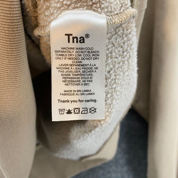 TNA Sweater Womens S Beige Pullover Crew Neck Oversize Relaxed Casual Sweatshirt - Picture 5 of 8